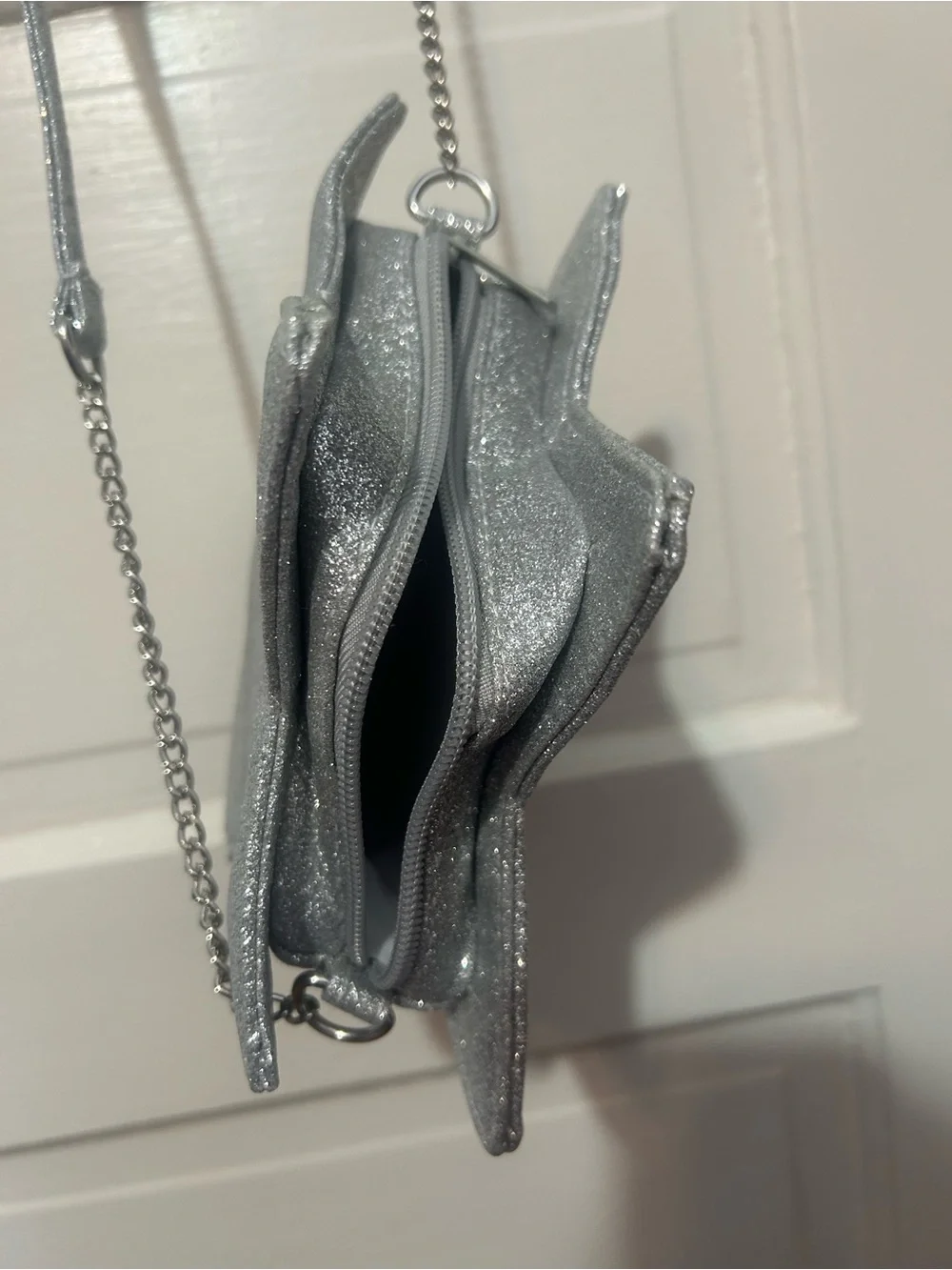 Claire's Silver Blue Red Glitter Star Crossbody Purse